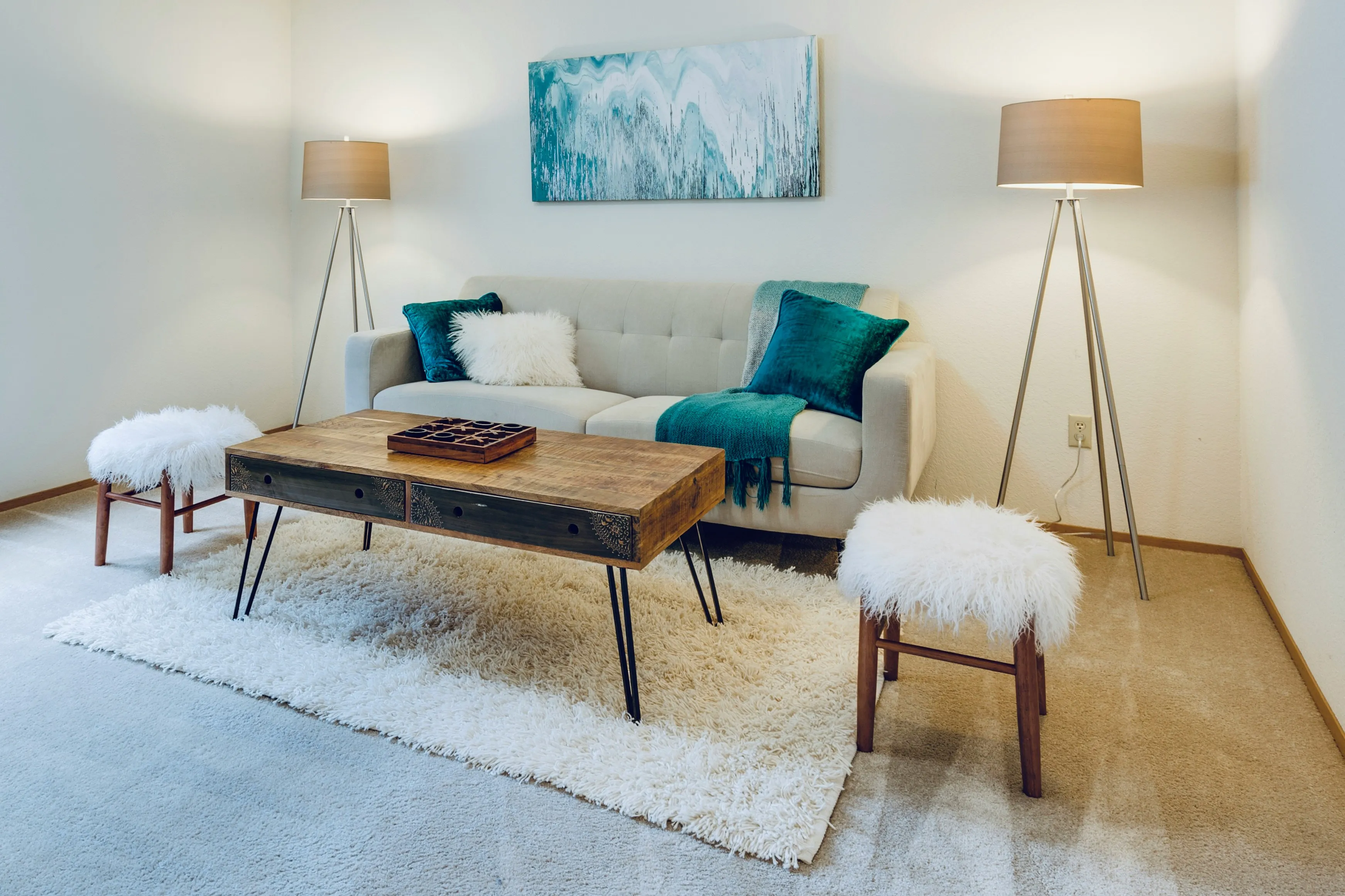 A tidy, freshly cleaned living room