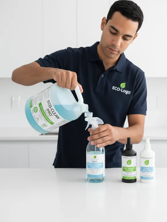 Green-certified professional cleaning concentrates and a HEPA-filtered vacuum